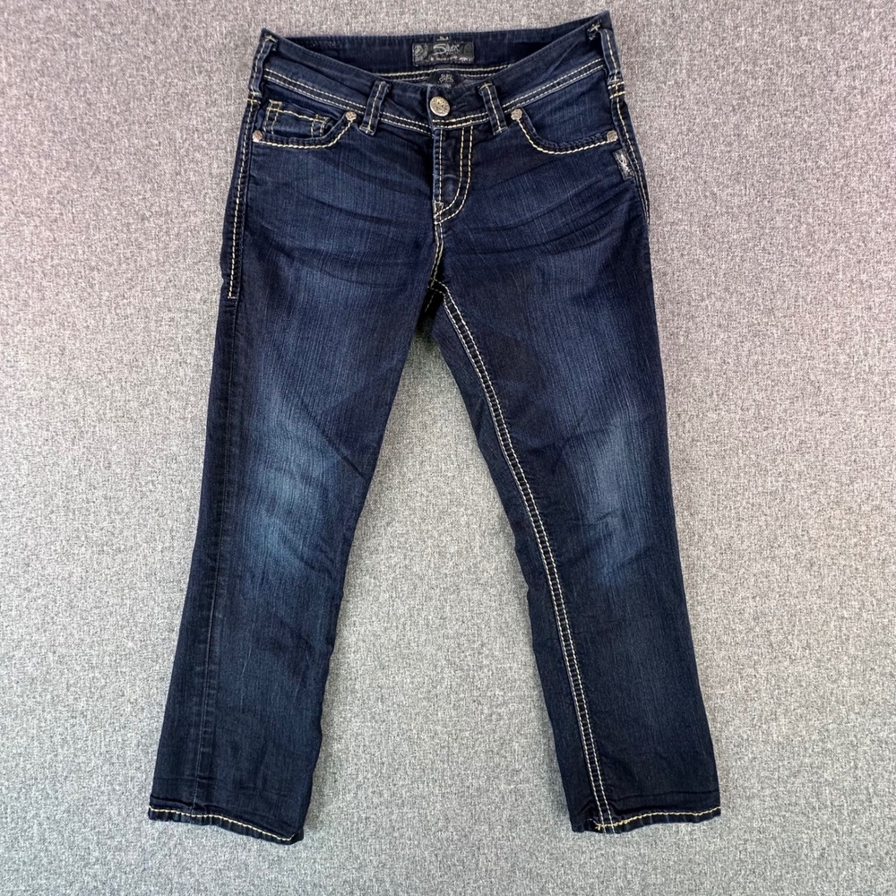 Silver Jeans Co. Capri Womens 27 Suki Capri Blue Contrast Stitch Denim Pants